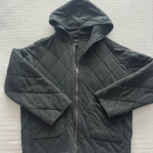 Forever 21 Men's Quilted Hooded Jacket in Black